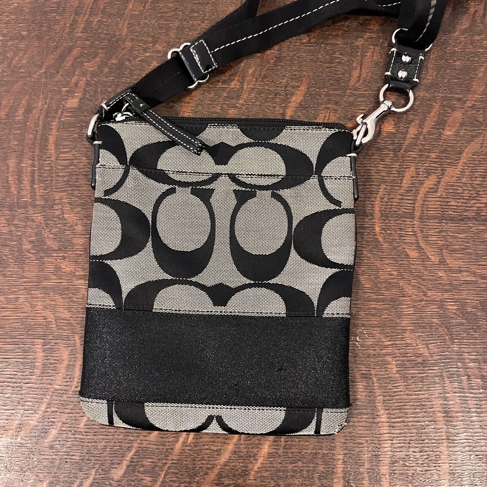 Coach Black and Gray Patterned Crossbody Bag